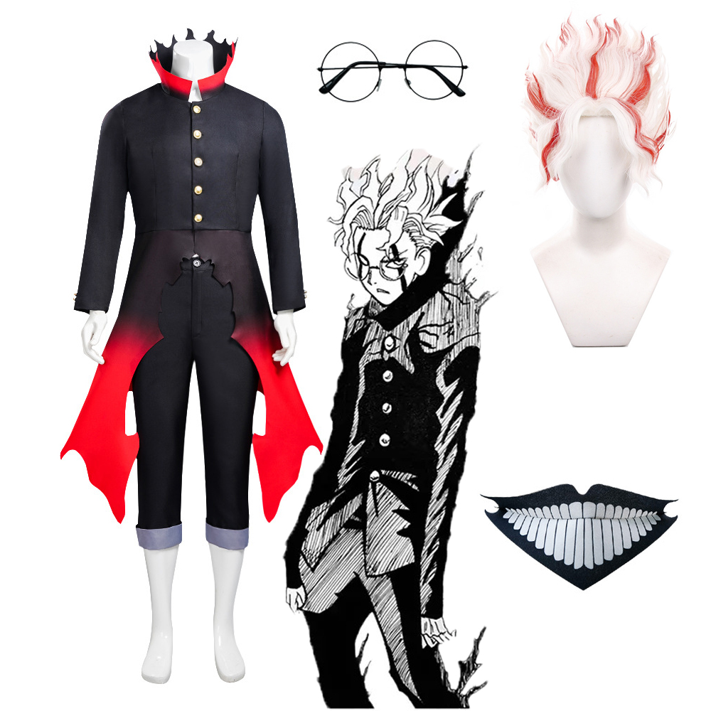 Black Face Mask Pack - Kostium Cosplay Anime Dandadan Okarun, Peruka